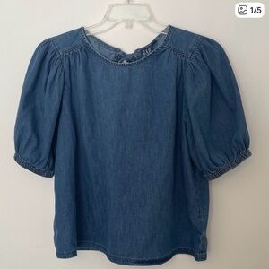 GAP Denim Top with Puff Sleeves